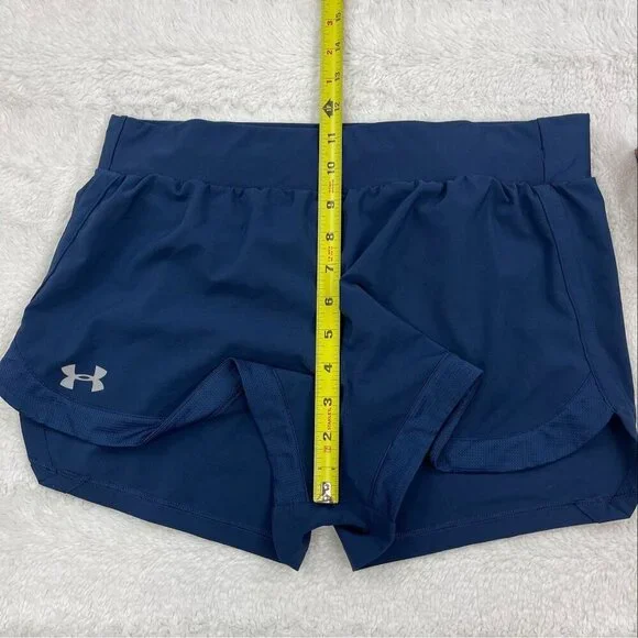 NEW Under Armour Speedpocket Shorts Womens XL Fitted NWT Blue Running Athletic - Picture 9 of 10